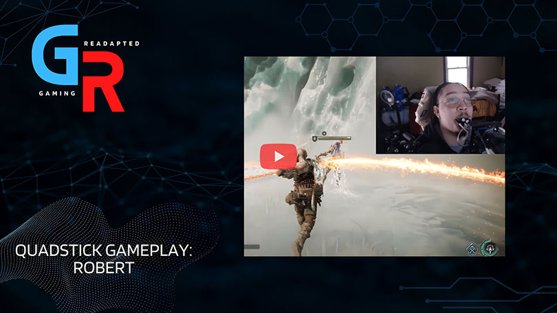 Роберт с травмой шейного отдела спинного мозга играет с QuadStick в различные игры на PlayStation 5